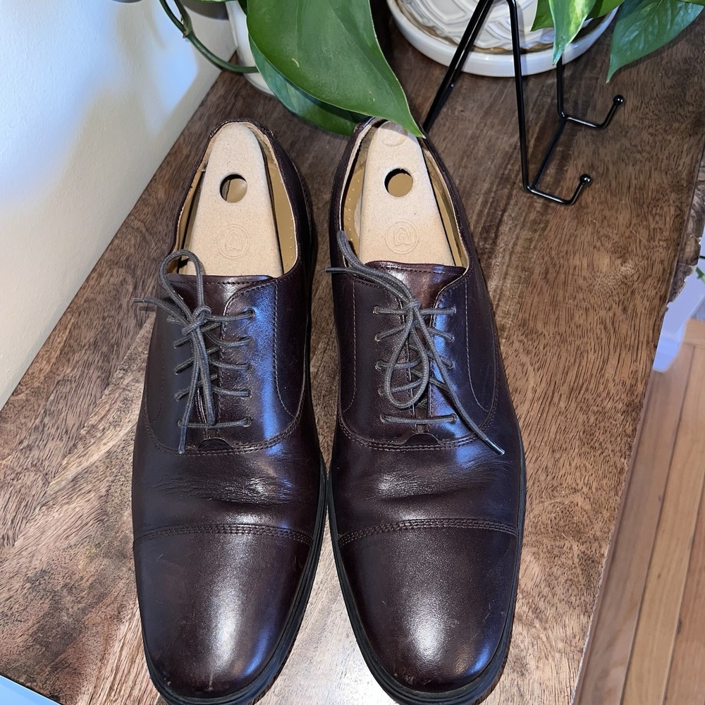 COLE HAAN ADAMS CAPTOE BROWN LEATHER Lace Up Shoes Workwear SIZE 10 (C11975)
